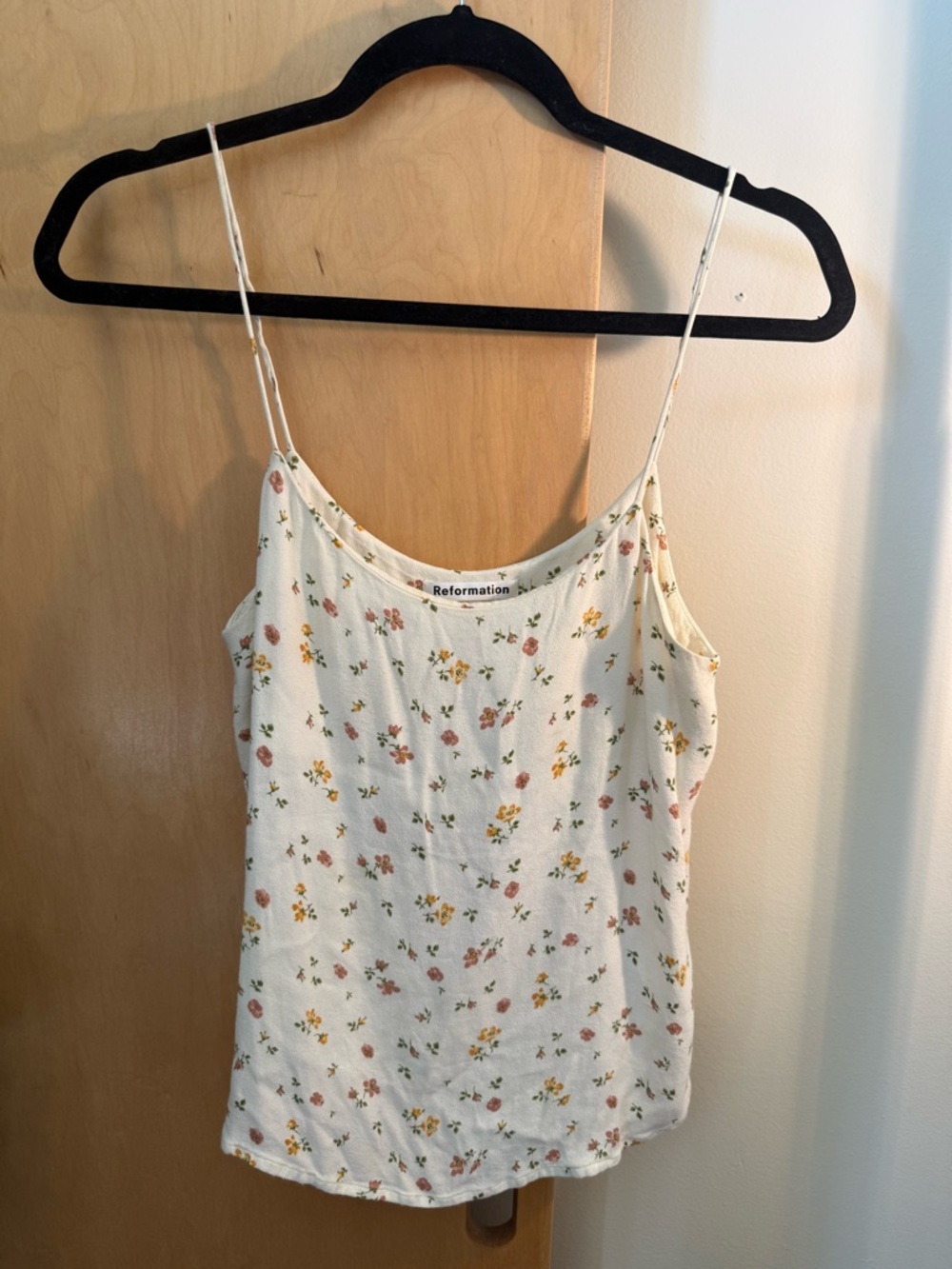 Reformation Cream Floral Spaghetti-Strap Cami